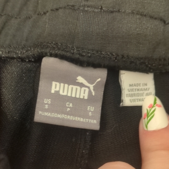 Puma womens black high rise joggers drawstring waist pink logo - Picture 6 of 7